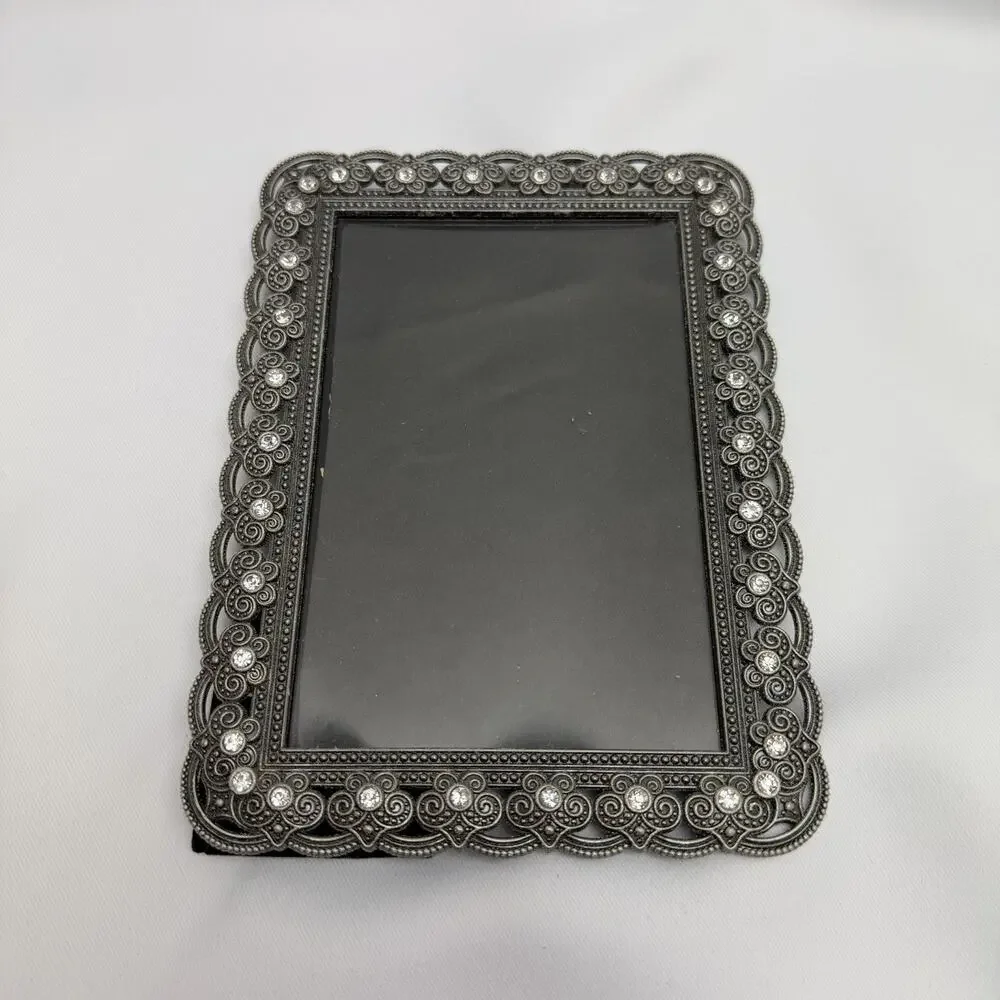 Jeweled Photo Frame Silver Rhinestone Filigree Vintage Victorian Glam 4